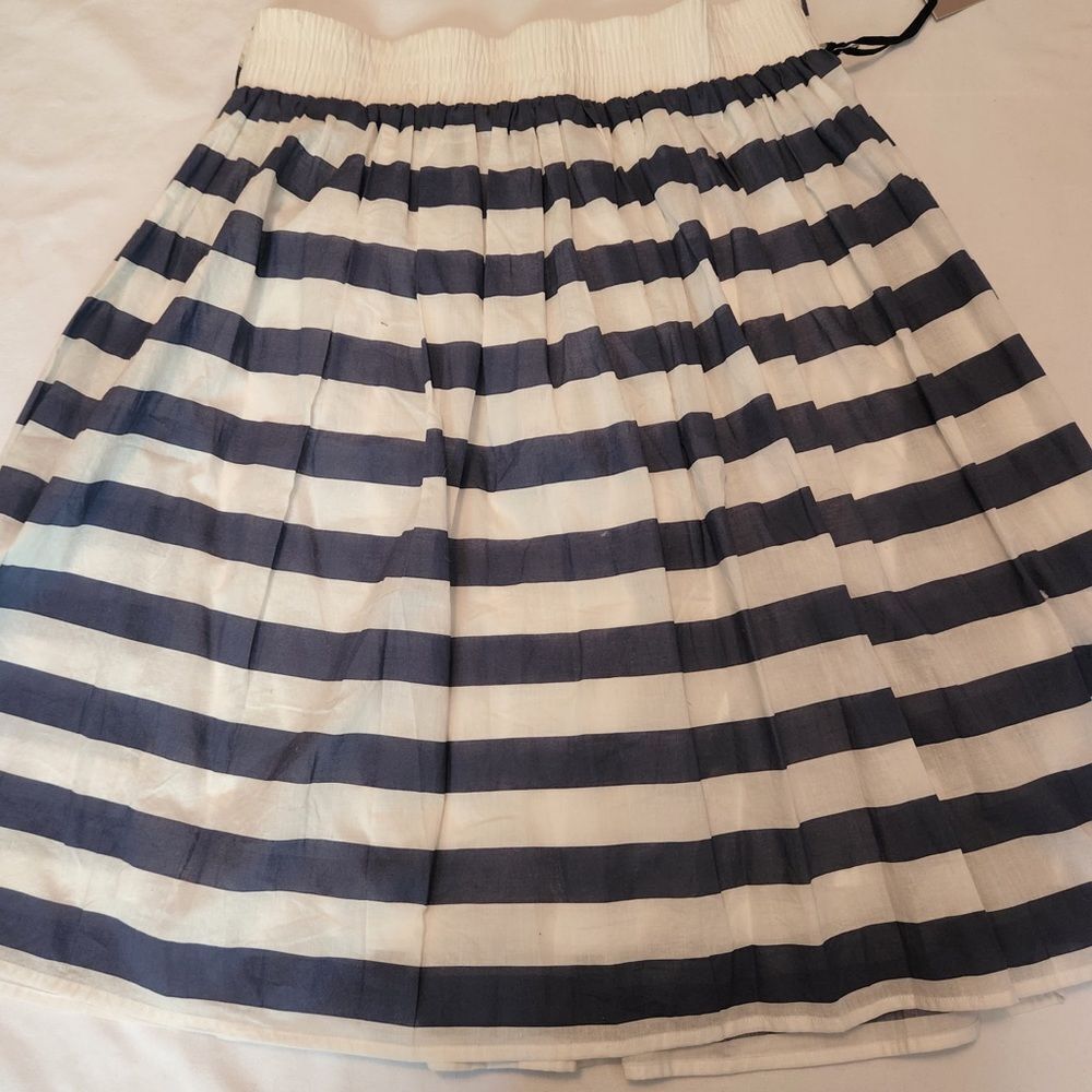 Remain Brand Stripe Midi A Line Skirt, Navy/White, Size L